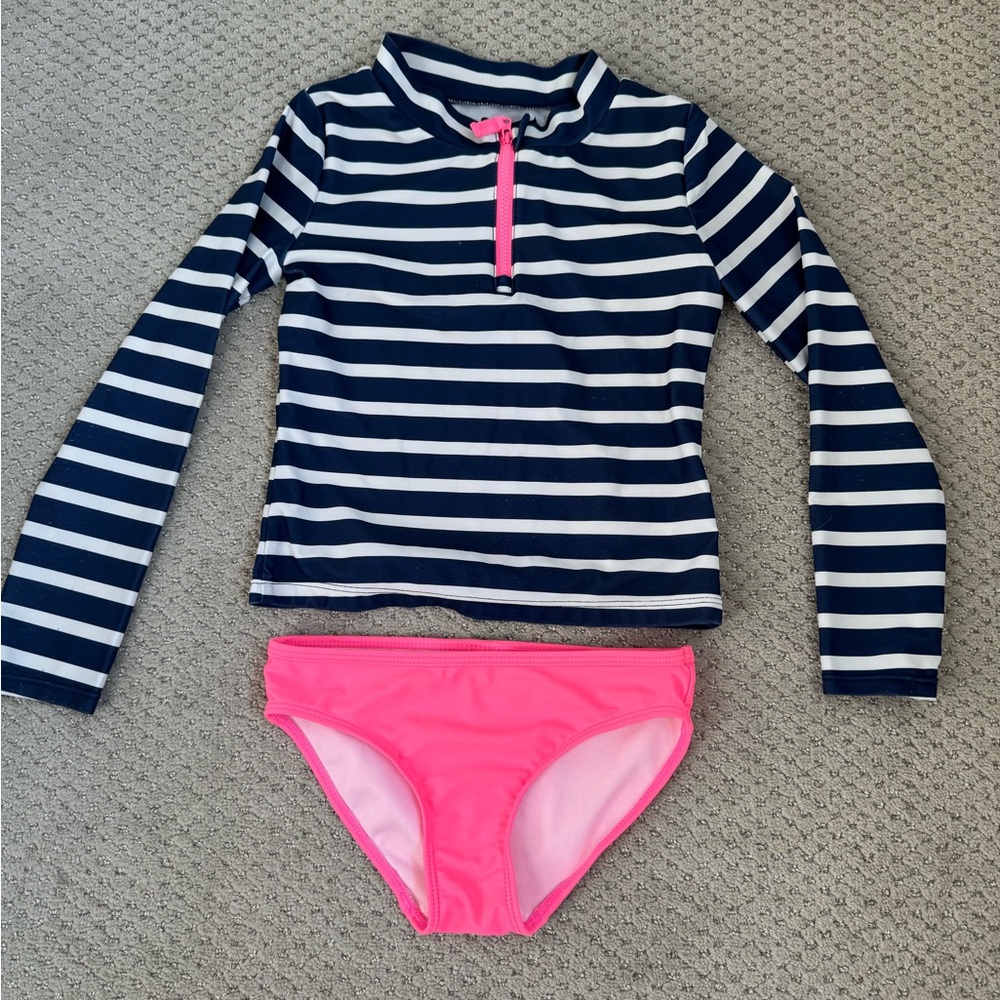 Carter's Navy and Pink Striped Kids Rashguard Set